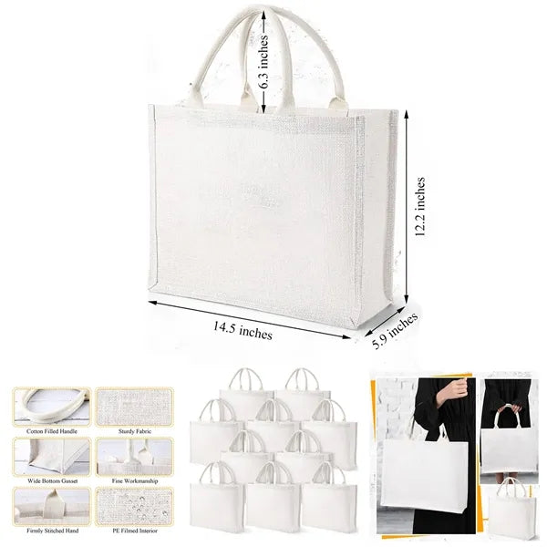 15.4 x 5.9 x 12.2 Inch Jute Tote Gift Bag