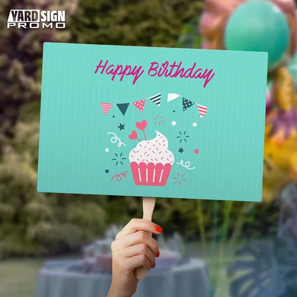 18x12 Custom Hand Fans Birthday Cupcake