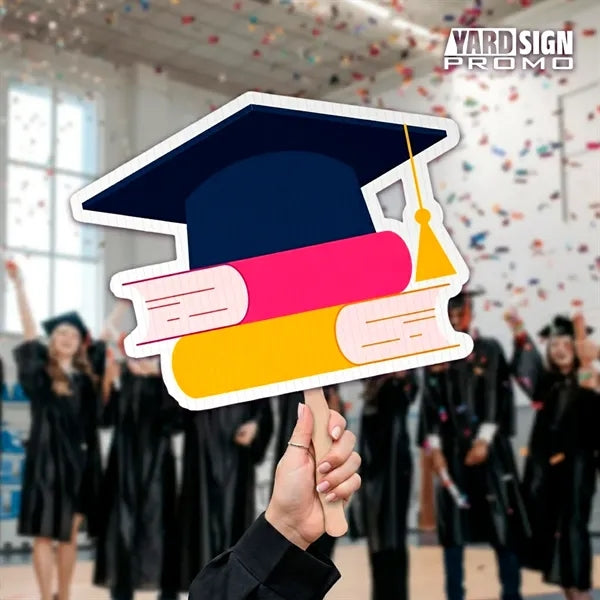 12x18 Custom Outdoor Graduation Hat and Books Die-Cut Signs