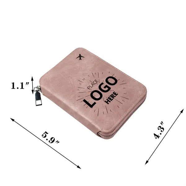 Premium Cowhide Grain Eco-Friendly PU Zipper Passport Bag Wi