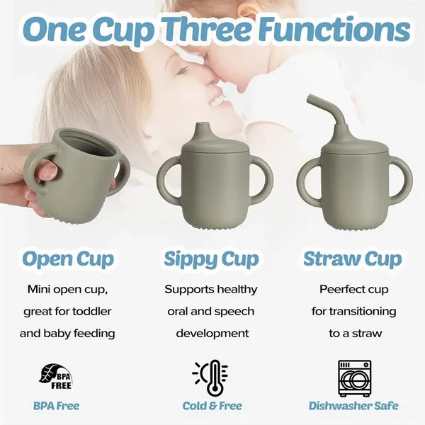 7 OZ. Silicone Straw Cup with Handles for Toddlers