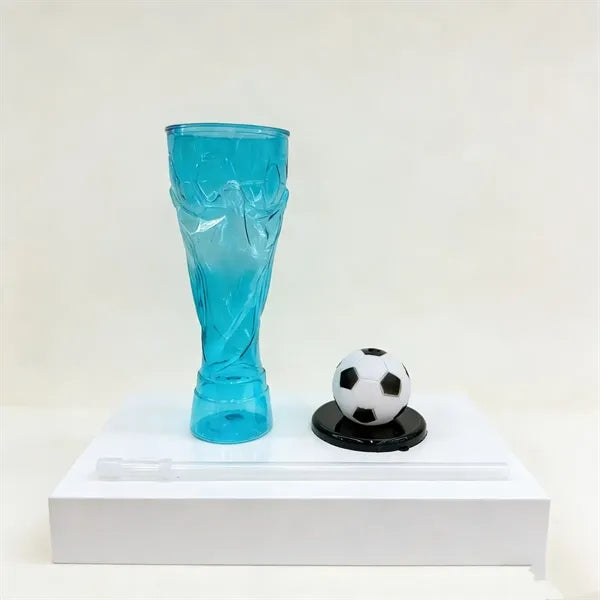 17 oz Soccer Beer Plastic Straw Cup