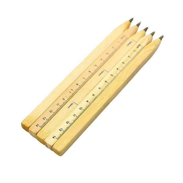 Ruler-Marked Solid Wood Ballpoint Pen