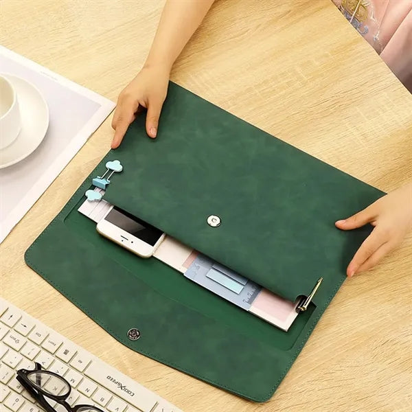 PU Leather Document File Folder Bag With Magnetic Closure