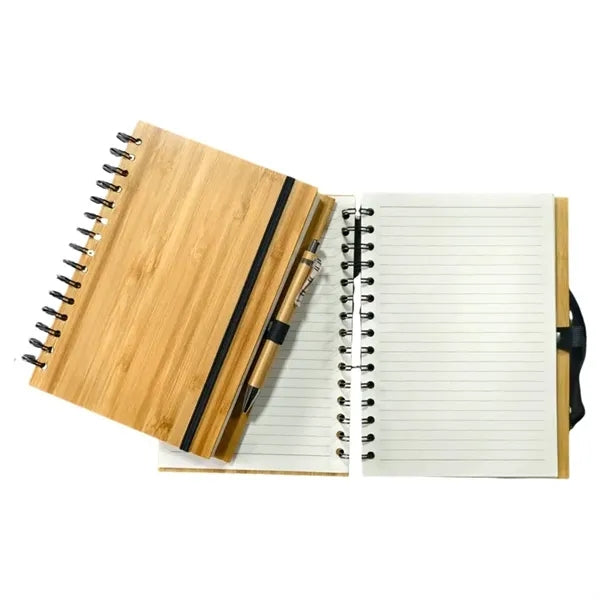 Eco-Friendly Bamboo Spiral Notebook with Pen