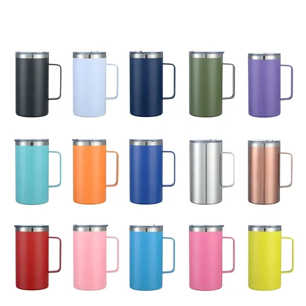 Stainless Steel Insulated Mug With Handle And Lid