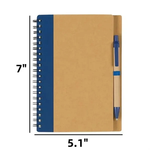 Eco-friendly spiral notebook and black ink pen