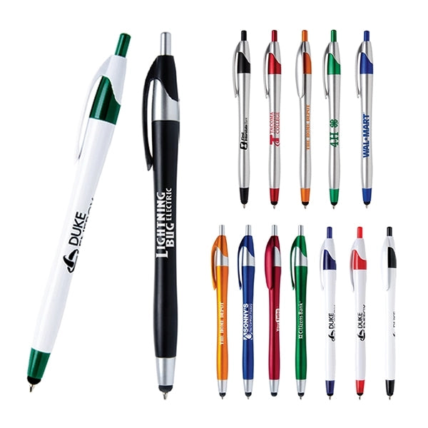Plastic click-action stylus ballpoint pen