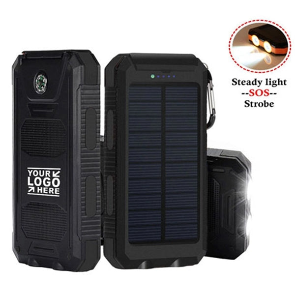 6000 mAh Waterproof Solar Power Bank with Flashlight