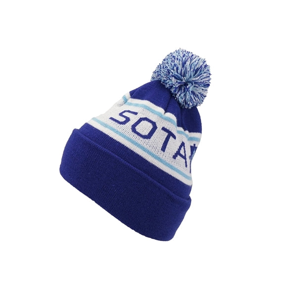 Acrylic Knit Beanie Cap with Cuff and Pompom