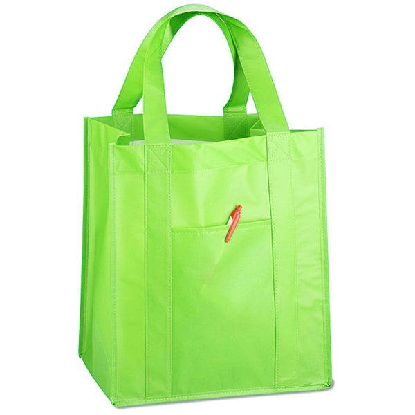 15" x 13" x 10" Matte Laminated Front Pocket Shopper Tote