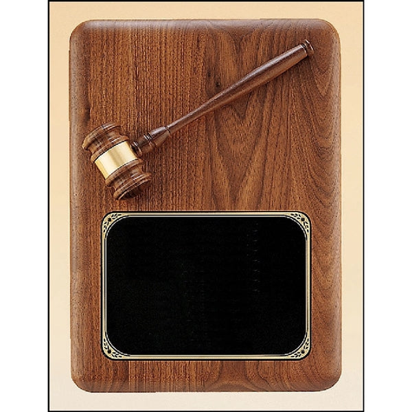 Walnut Plaque with Walnut Gavel 11x15
