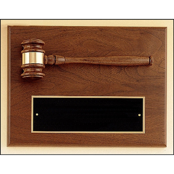 Walnut Plaque with Walnut Gavel 9x12