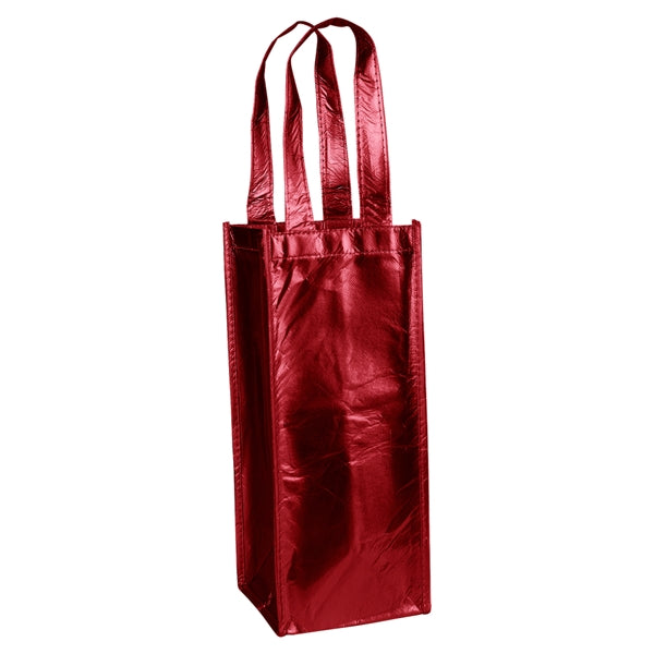 Metallic Laminated Single Bottle Non-Woven Wine Tote