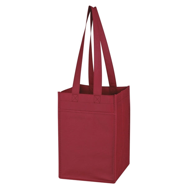 7" x 11" x 7" Non-Woven 4 Bottle Wine Tote