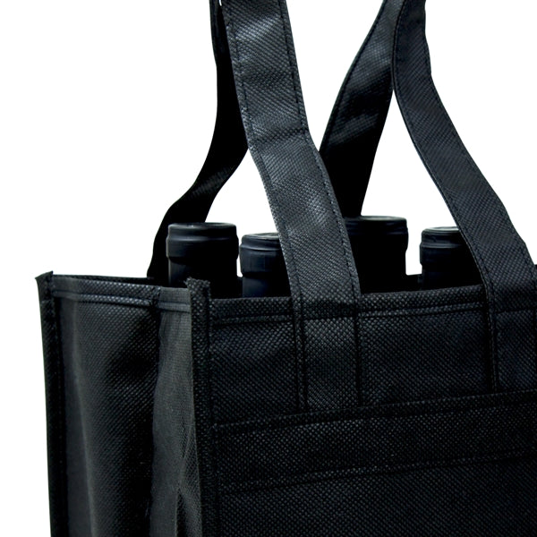 7" x 11" x 7" Non-Woven Four Bottle Wine Tote Bag