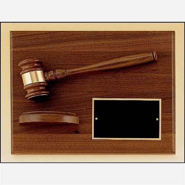 Walnut Plaque with Walnut Gavel 9x12