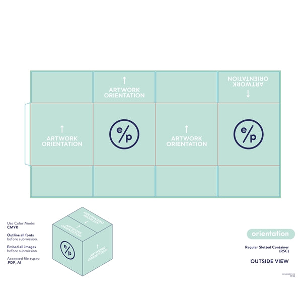 6"x 6"x 6" E-Flute Shipping Box Printed Full Color