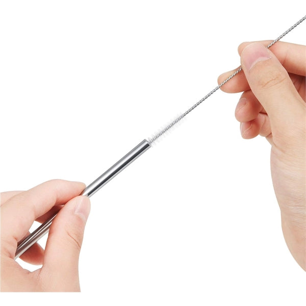 Silver Stainless Steel Bent Straw 4 pc Set