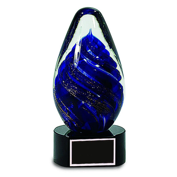 61/2" Blue Tear Drop Art Glass