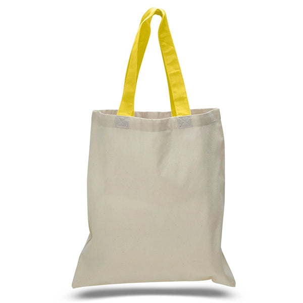 16" x 15" 6 oz. Cotton Tote Bag with Colored Web Handles