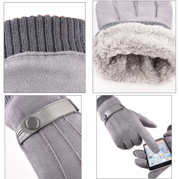 Outdoor Warm Riding Adjustable Suede Gloves