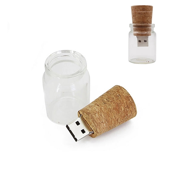 8GB 2.0 Glass Drift Bottle with Cork USB Flash Drive Gla