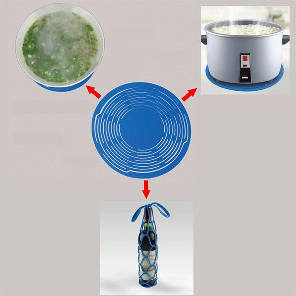 2 In 1 Silicone Wine Bottle Carrier Mesh Bag