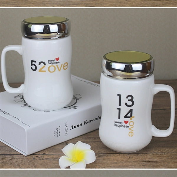 Ceramic Coffee Milk Cup/Mug with Mirror Lid