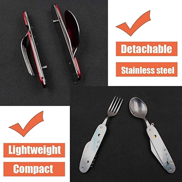 Stainless Steel Foldable Fork Spoon Knife