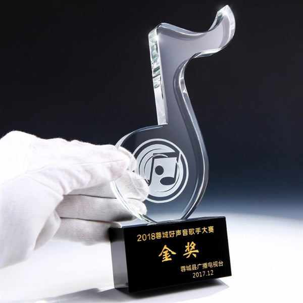 Glass Music Award on Engraved Black Base