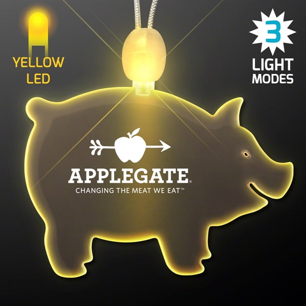 Acrylic Pig Shape Necklace with LED