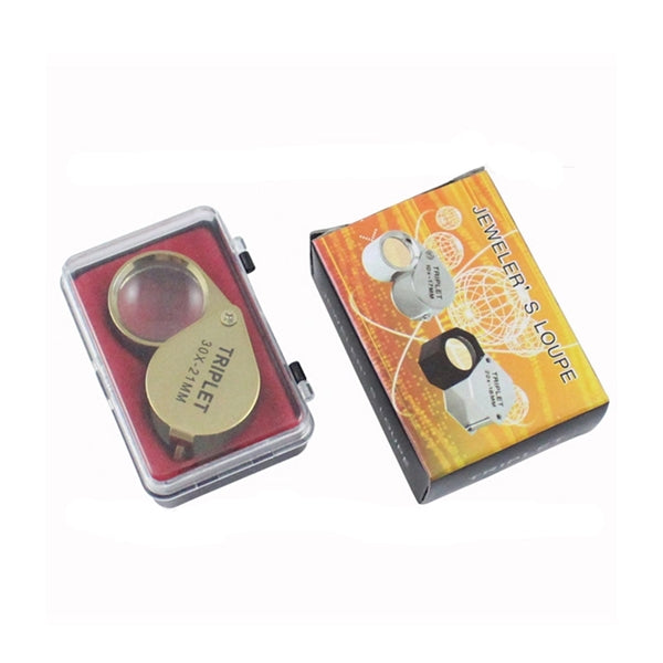 30X Metal Foldable Jewelry Loupe Golden Magnifier