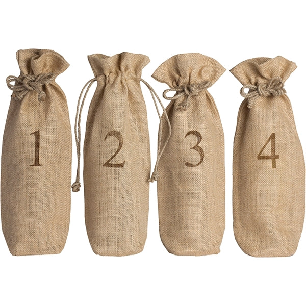 Jute Blind Wine Tasting Sacks- Set of 4 (with numbers)