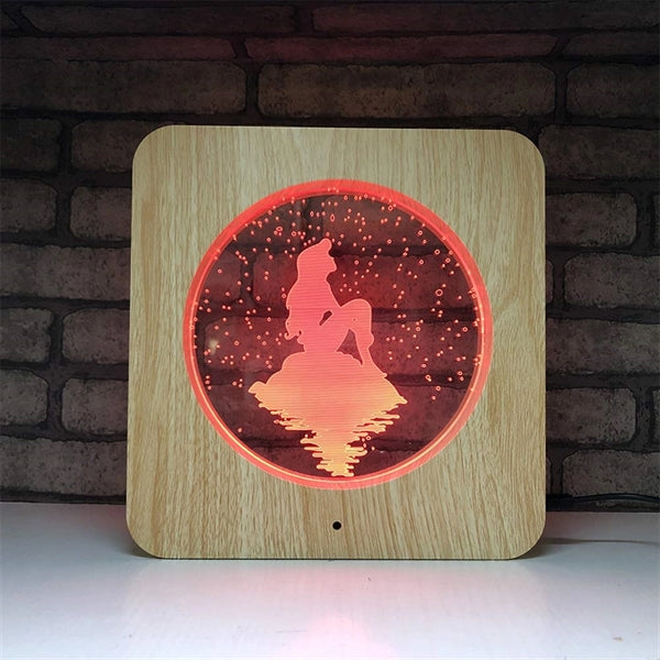 Wood Grain Photo Frame with LED light
