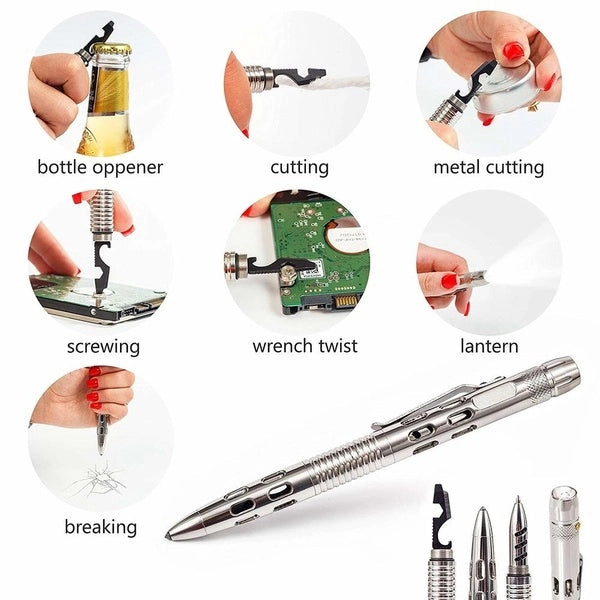 Self Defense EDC Tactical Pen W/ LED Flashlight & Knife