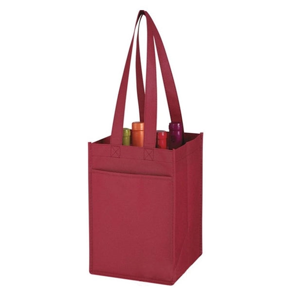 Non-Woven Wine Four Bottle Tote Bag