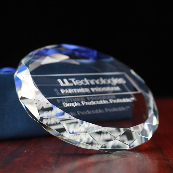 Cut Circle Crystal Customized Paperweight