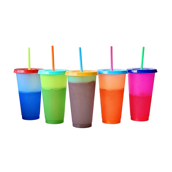 24 oz BPA Free Cold Water Color Changing Cup with Straw