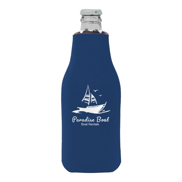 Zipper Beer Bottle Cooler (1 Color Imprint)