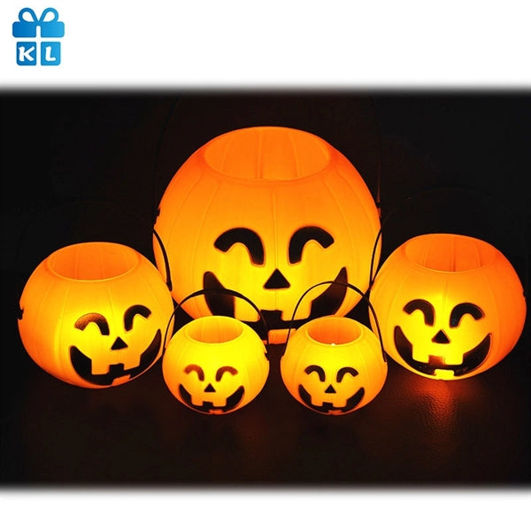 Halloween Pumpkin LED Candle Candy Bucket