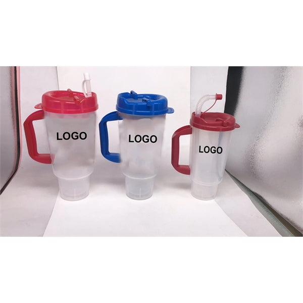 20oz heavy base double walled plastic insulated mug