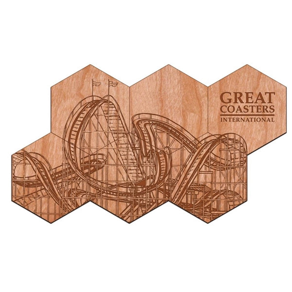 3.375" Hexagon Wood Bottle Opener Coaster