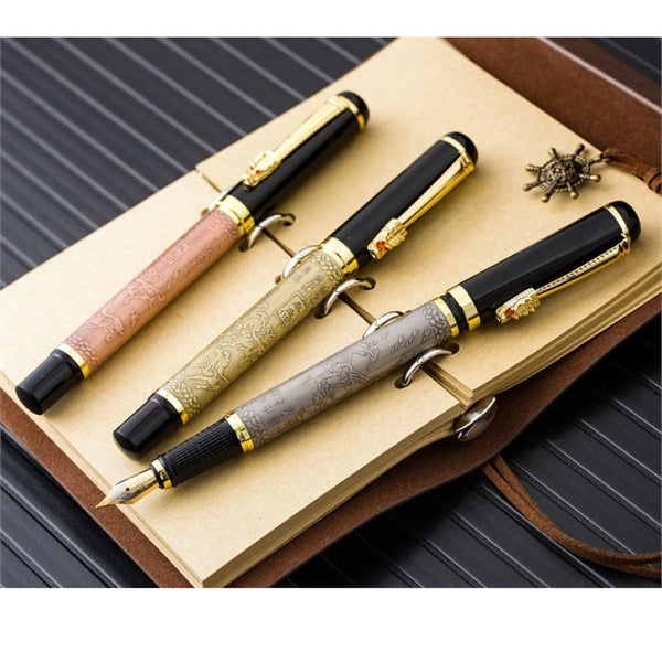 Business metal bronze carved fountain pen