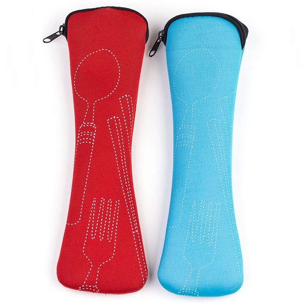 Camping Utensil Spoon Fork Knife Set With Neoprene Case