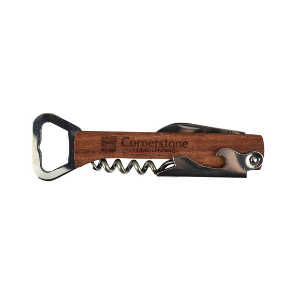 Wooden Bottle Opener & Wine Corkscrew Multitool