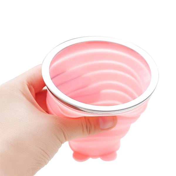 320 ml Cartoon Bear Silicone Foldable Coffee Cup with Lid
