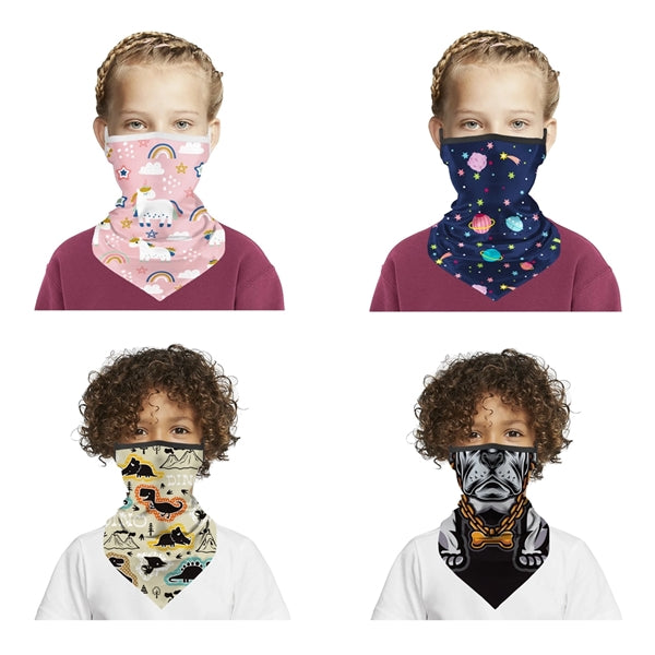 Bottom Fleece Kids Cartoon Mask Neck gaiter With Ear Loop