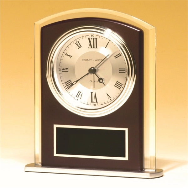 Rosewood Beveled Glass Clock 5.5x6.5