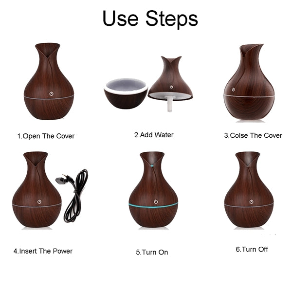 LED Ultrasonic Aromatherapy Oil Diffuser & Humidifier